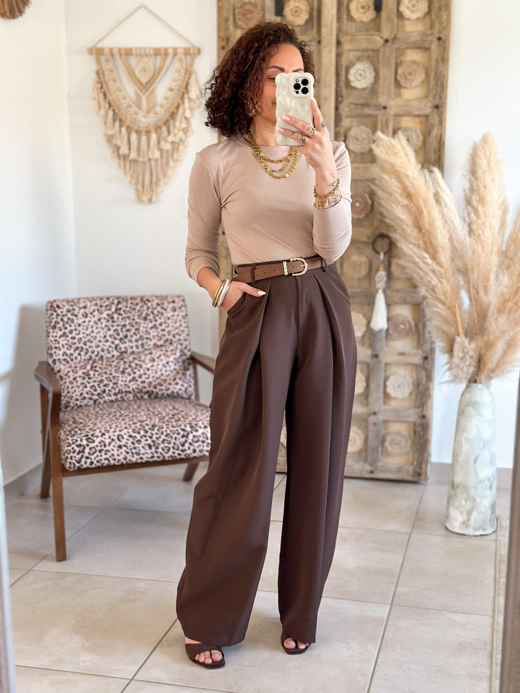 Top Lina – Manches longues Taupe