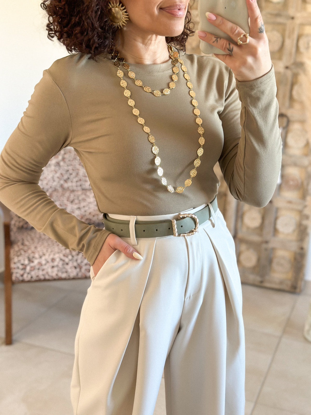 Lina Top – Long Sleeve Olive