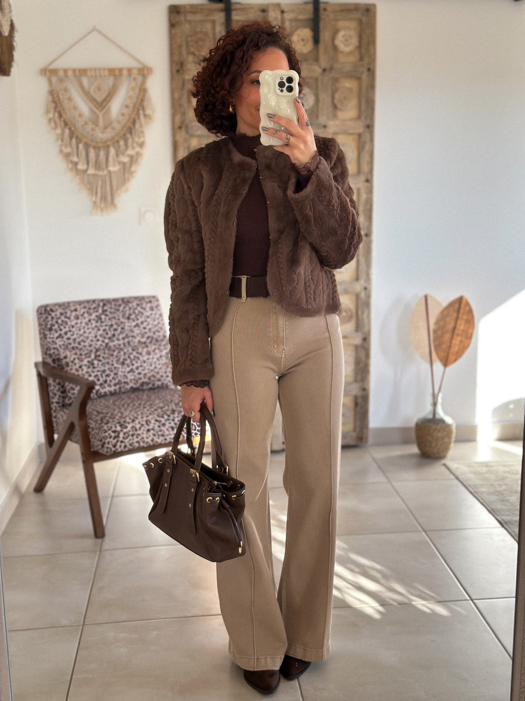 Veste Adélia - fausse fourrure chocolat