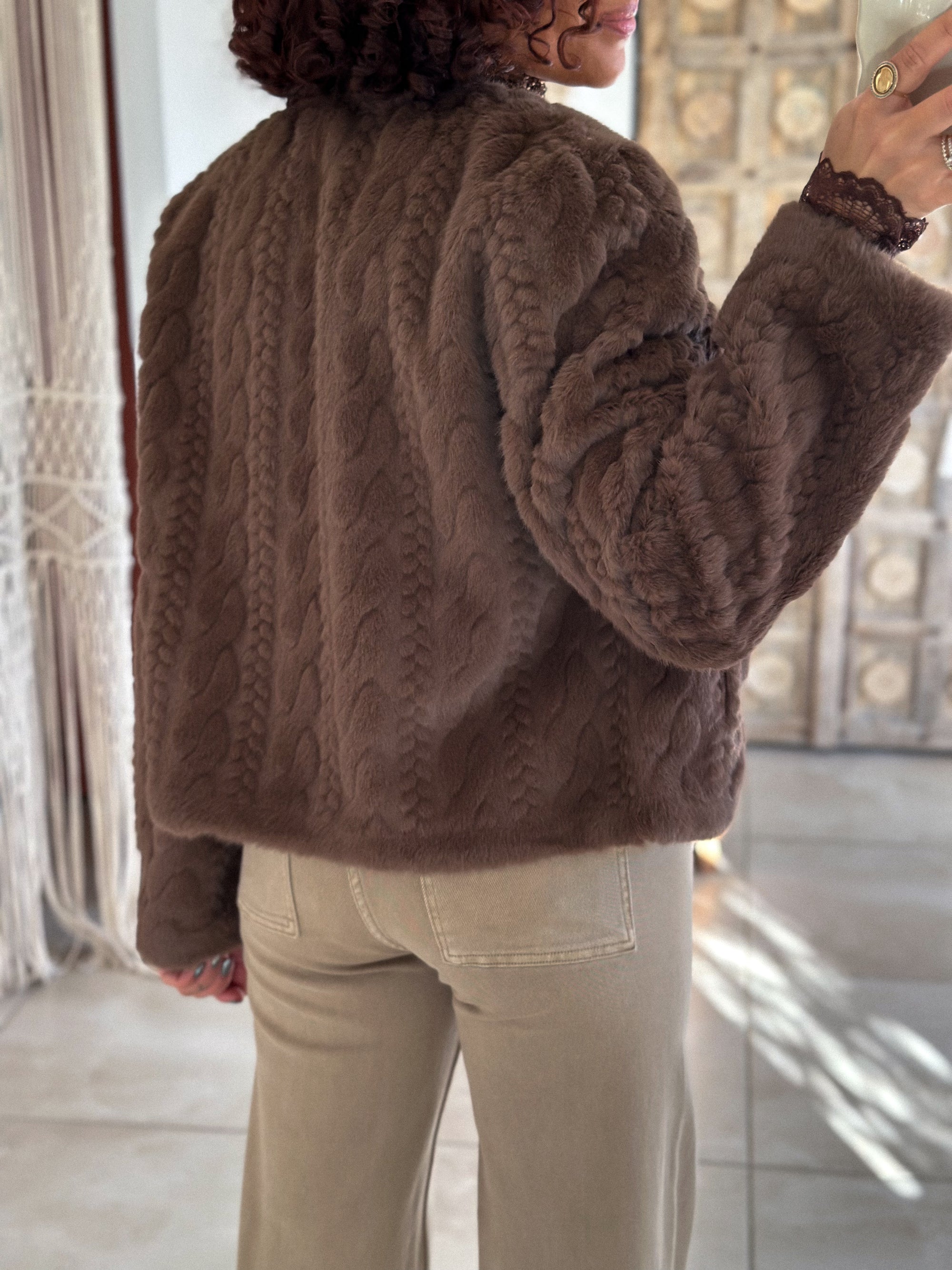 Veste Adélia - fausse fourrure chocolat