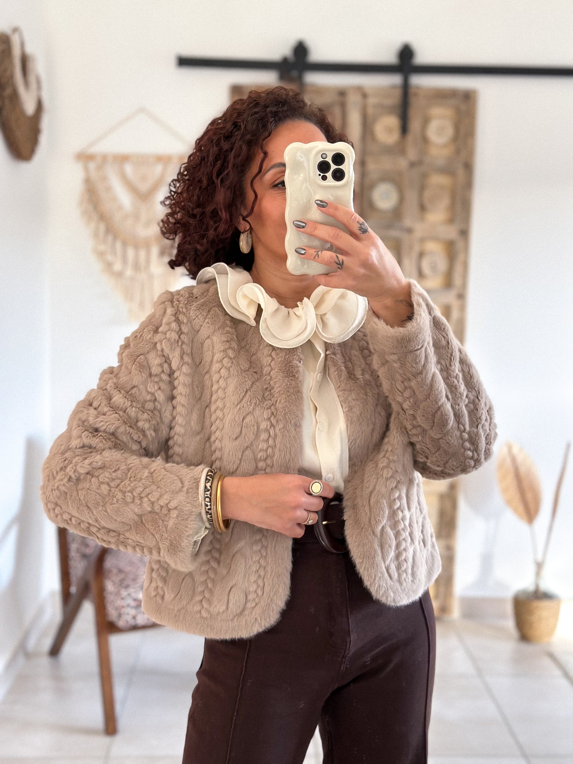 Veste Adélia - fausse fourrure écrue