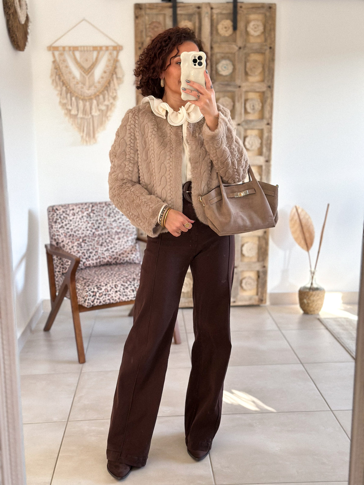 Adelia jacket - ecru faux fur