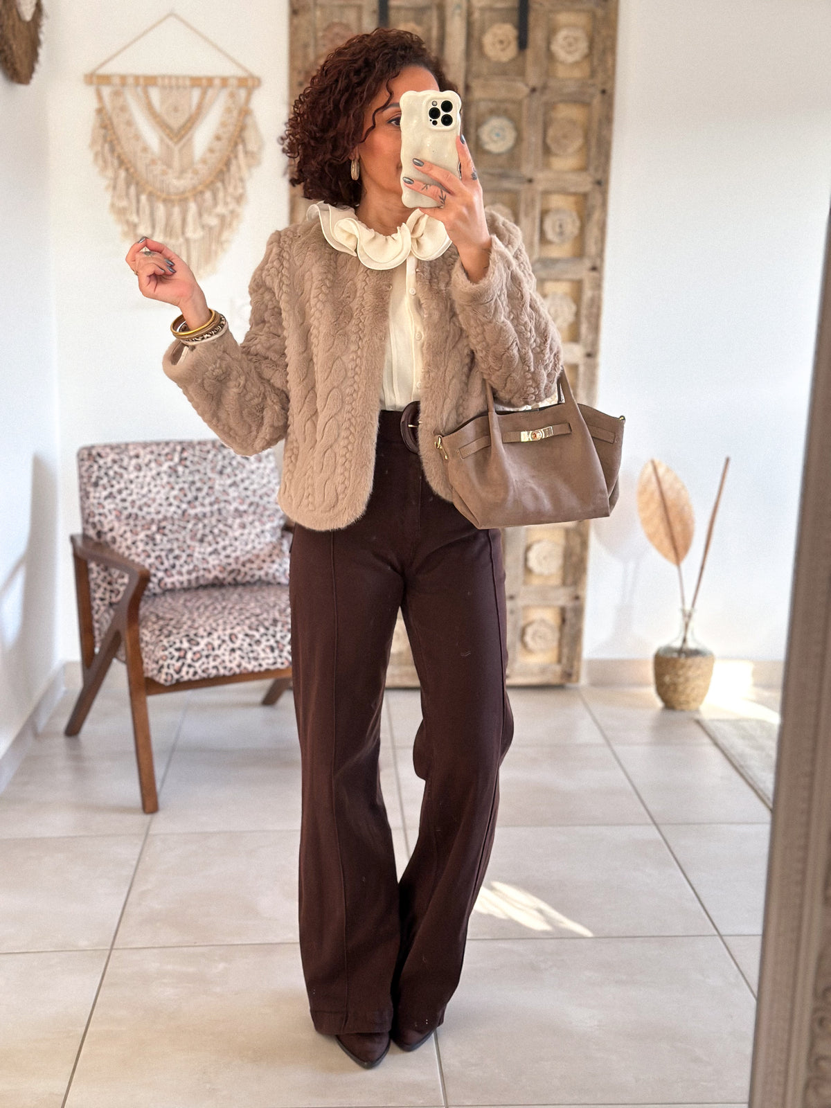 Adelia jacket - ecru faux fur
