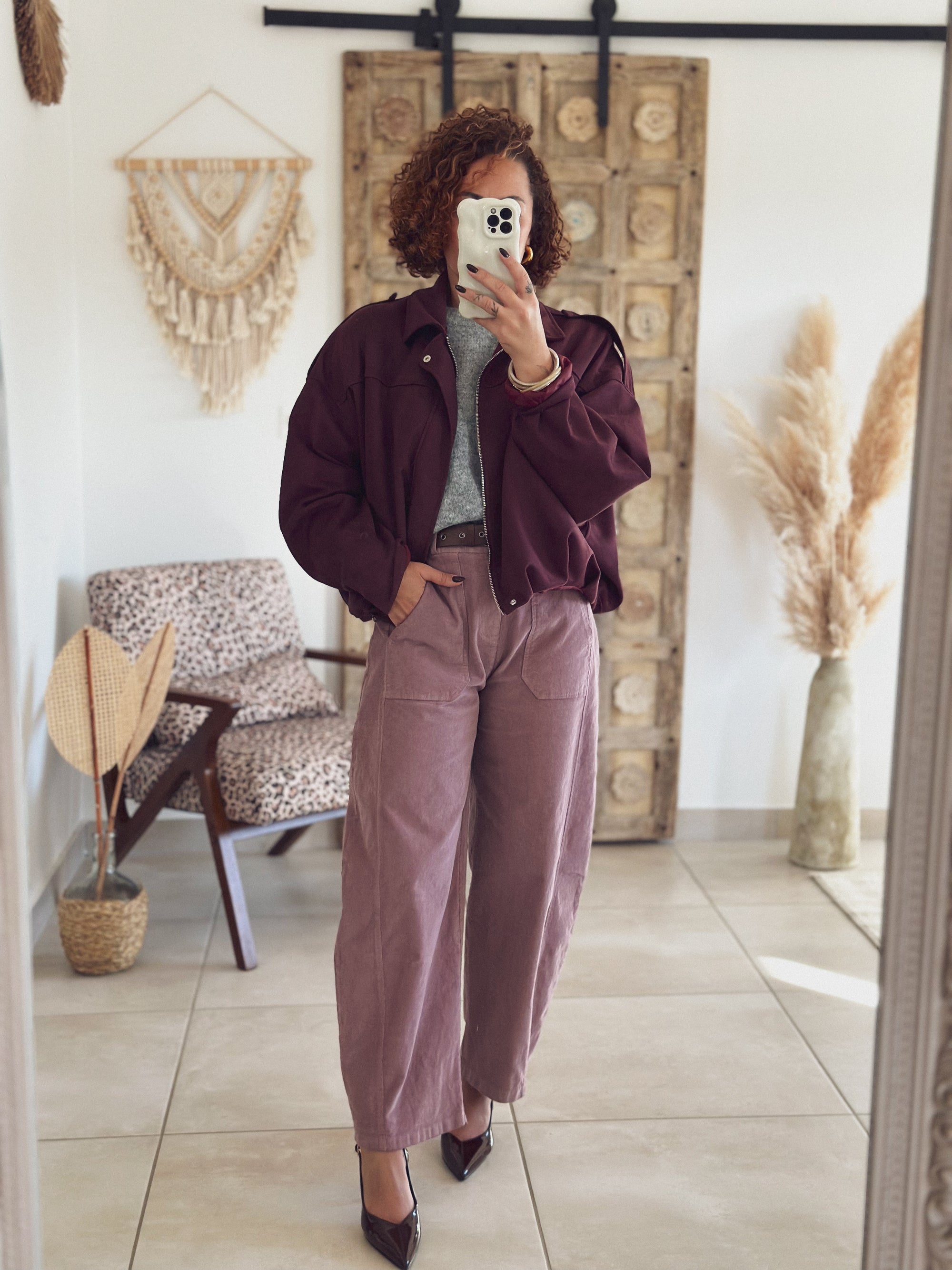 Veste Alessia – Suédine bordeaux