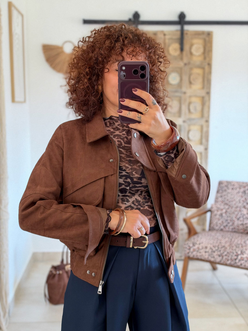 Veste Alison – Chocolat suedine
