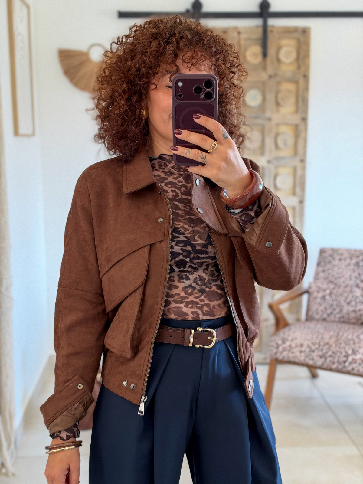Veste Alison – Chocolat suedine