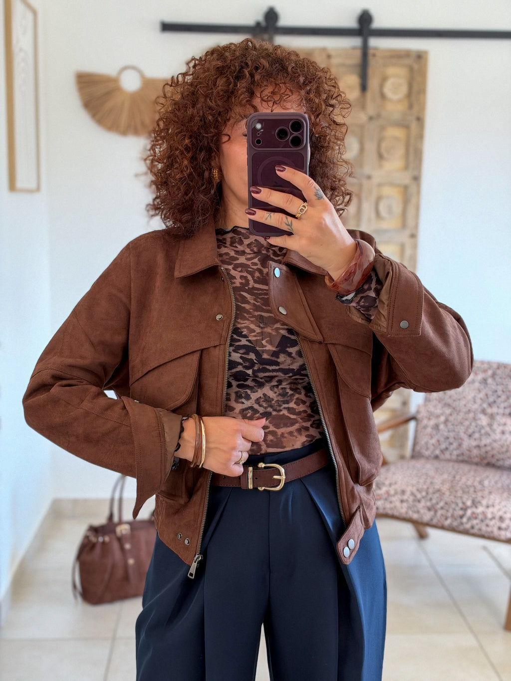 Veste Alison – Chocolat suedine