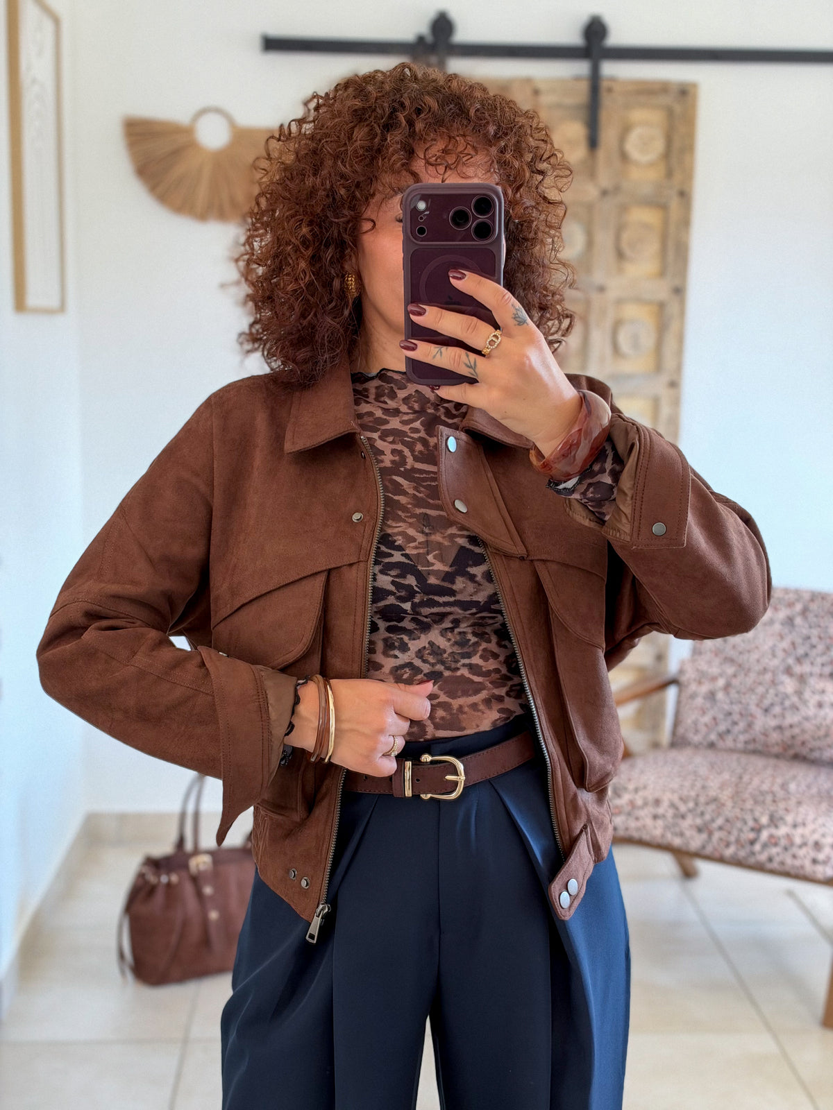 Veste Alison – Chocolat suedine