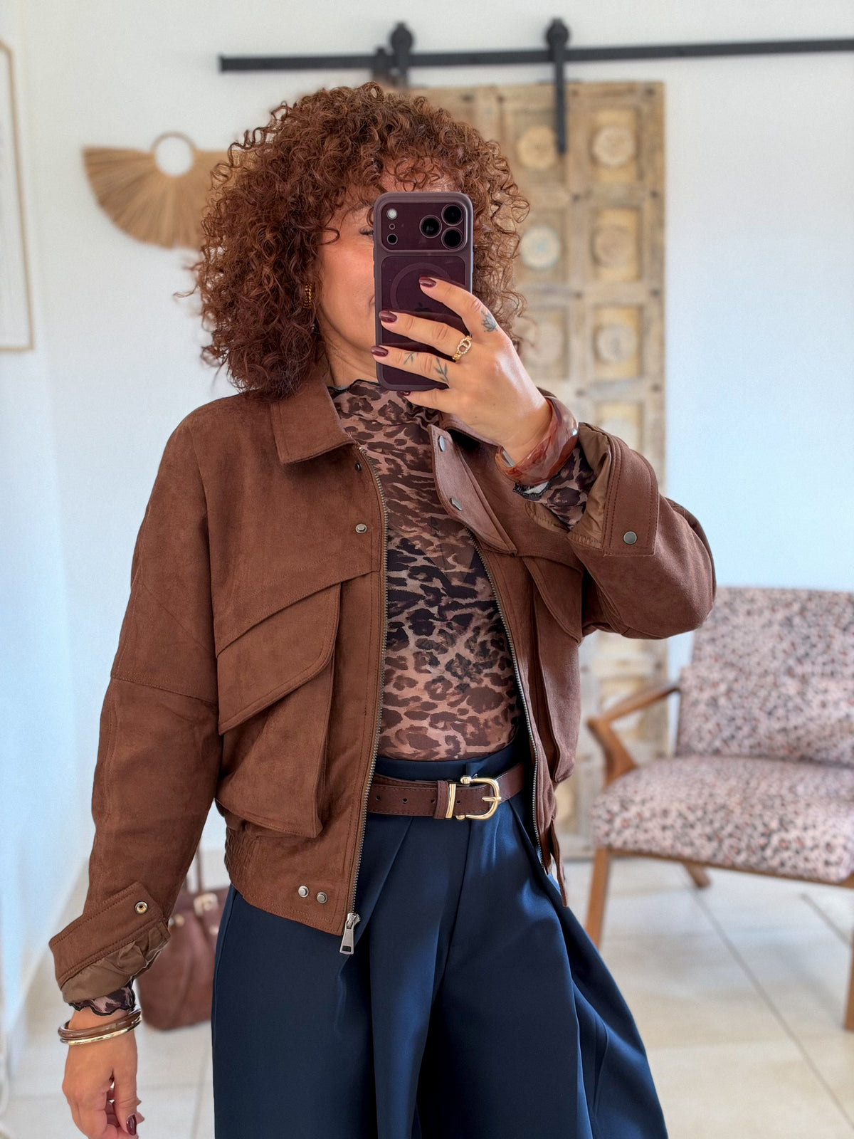 Veste Alison – Chocolat suedine