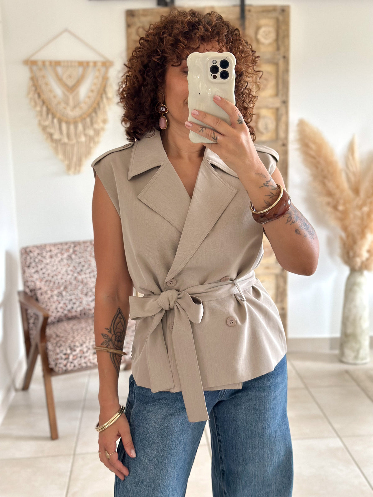 Amal vest - Sleeveless taupe