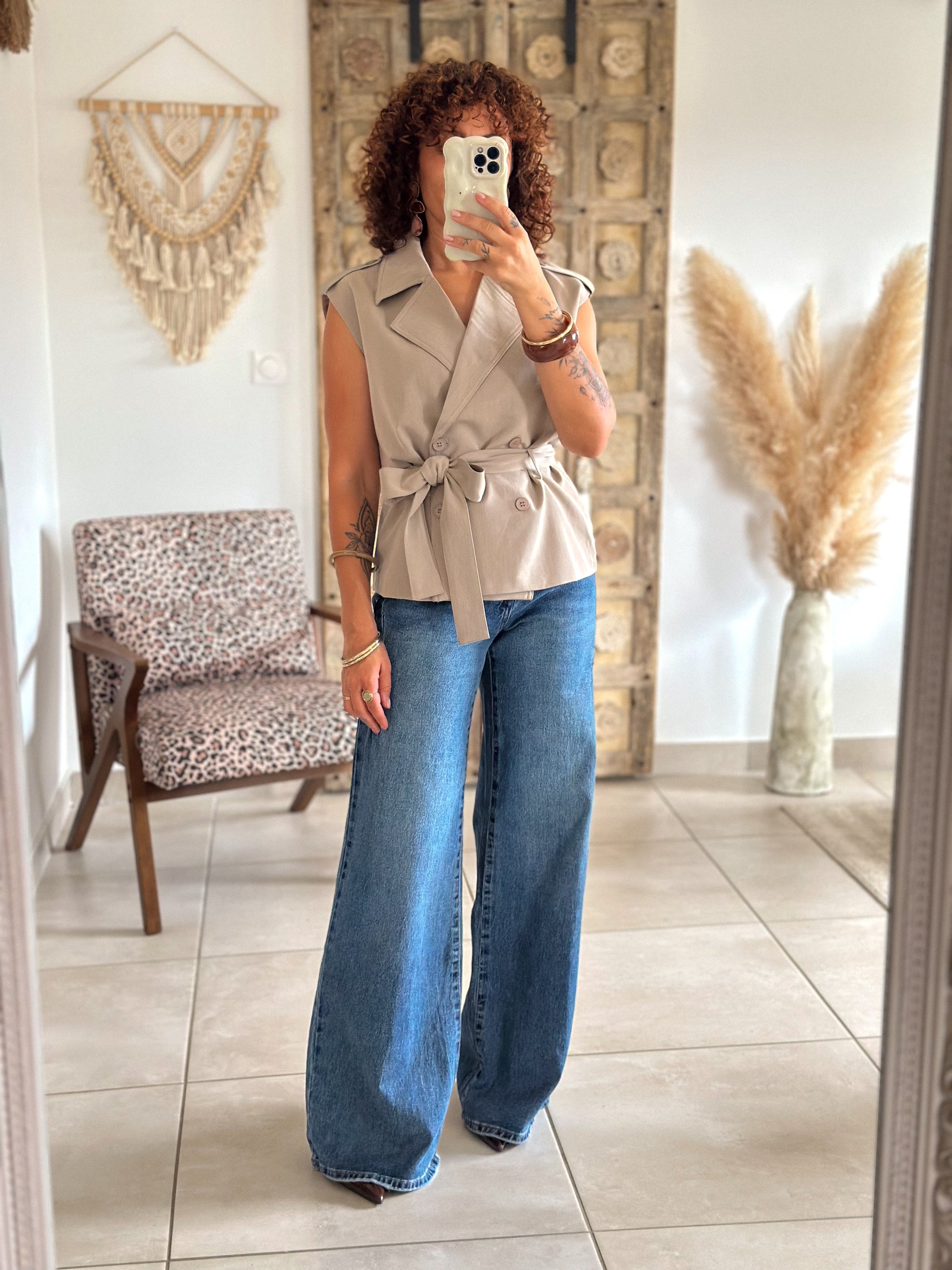 Veste Amal - Taupe sans manches