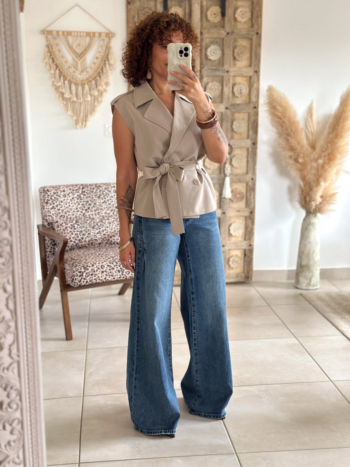 Veste Amal - Taupe sans manches