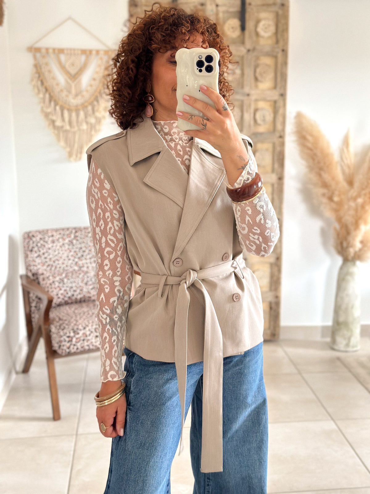 Top Leana - Dentelle beige