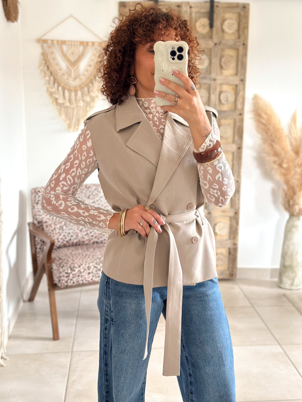 Veste Amal - Taupe sans manches