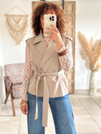 Veste Amal - Taupe sans manches