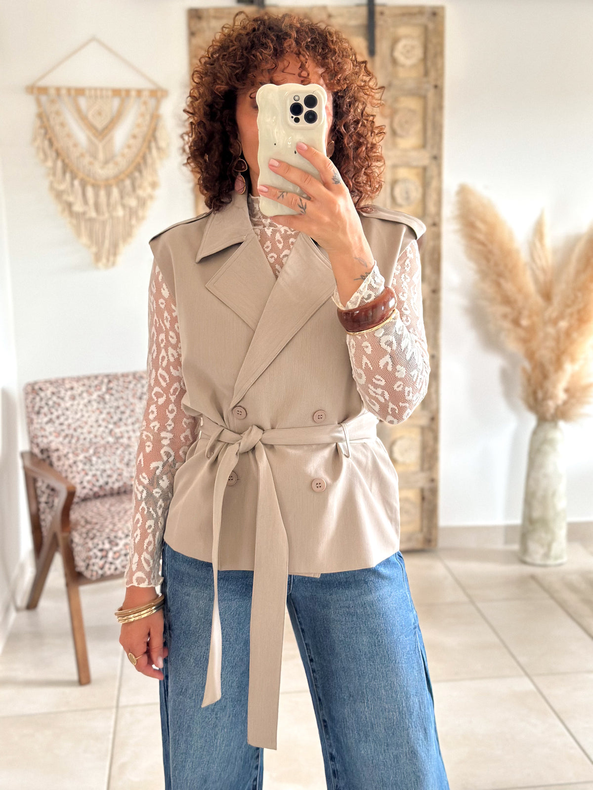 Veste Amal - Taupe sans manches