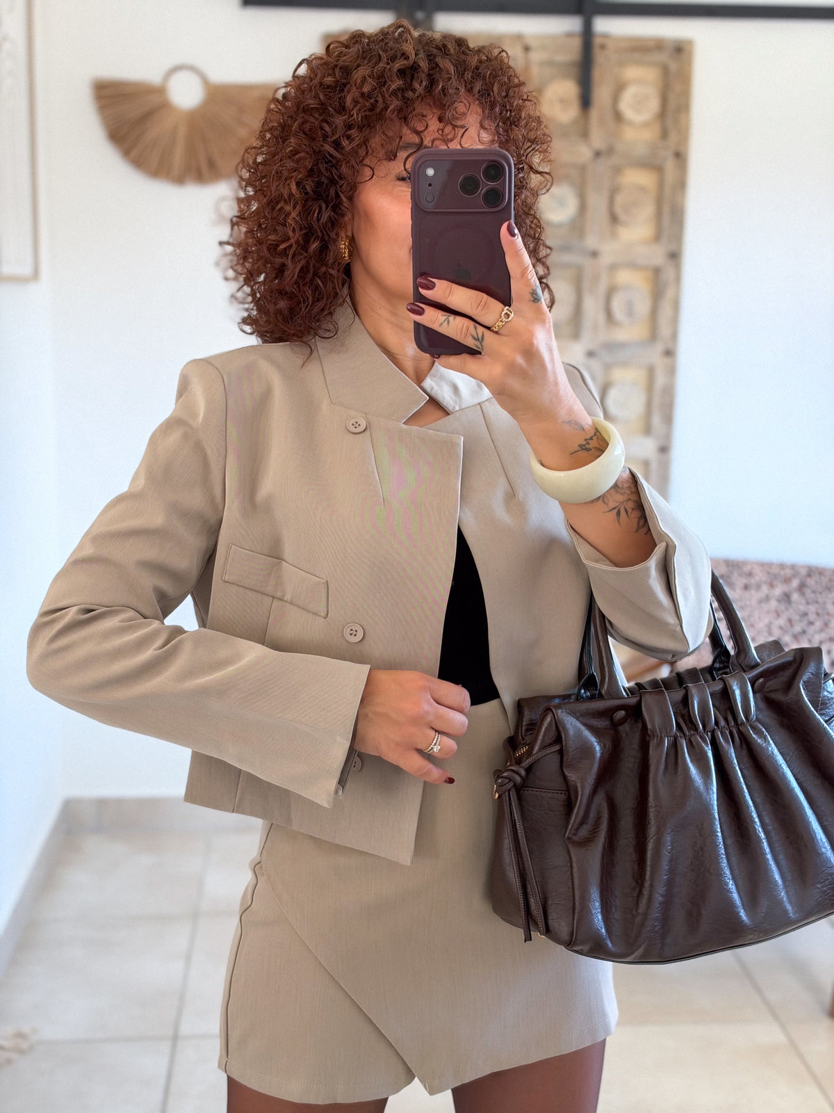 Veste blazer Ambre – Beige taupe