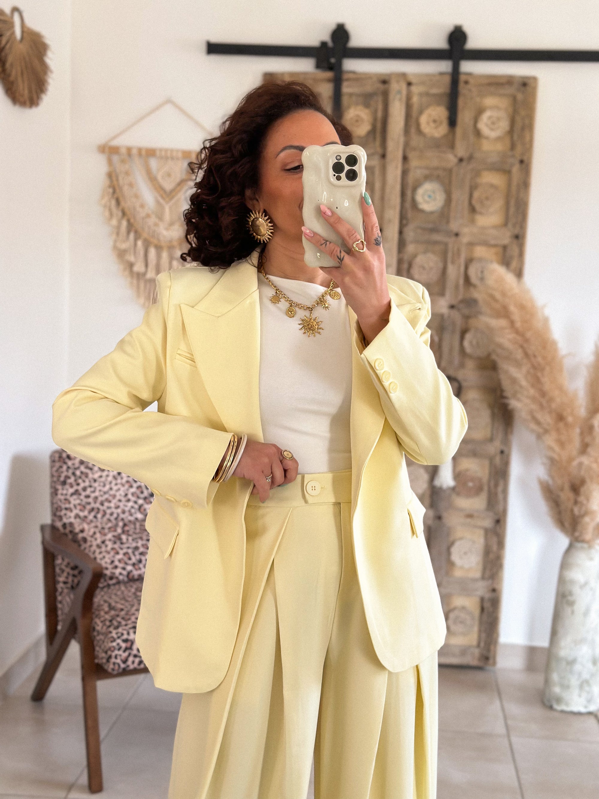 Veste blazer Marilyn - Croisé jaune