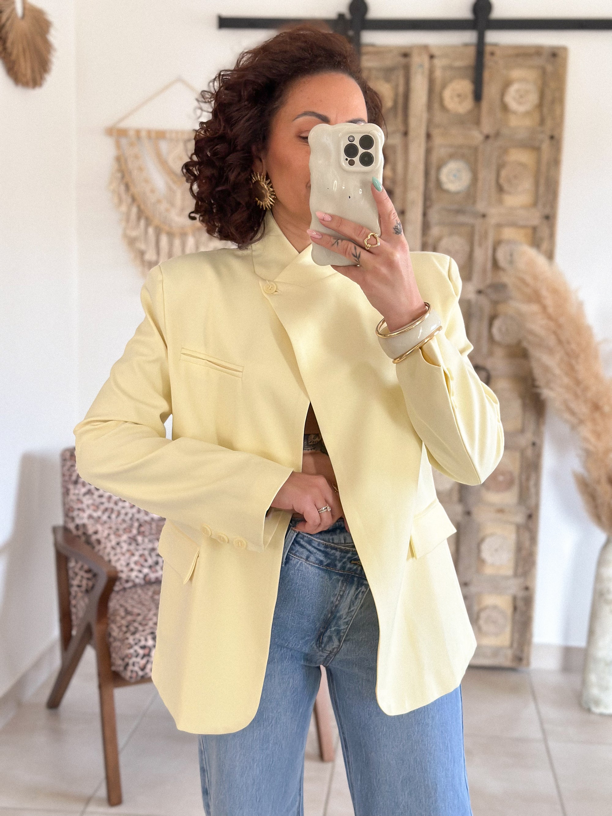 Veste blazer Marilyn - Croisé jaune