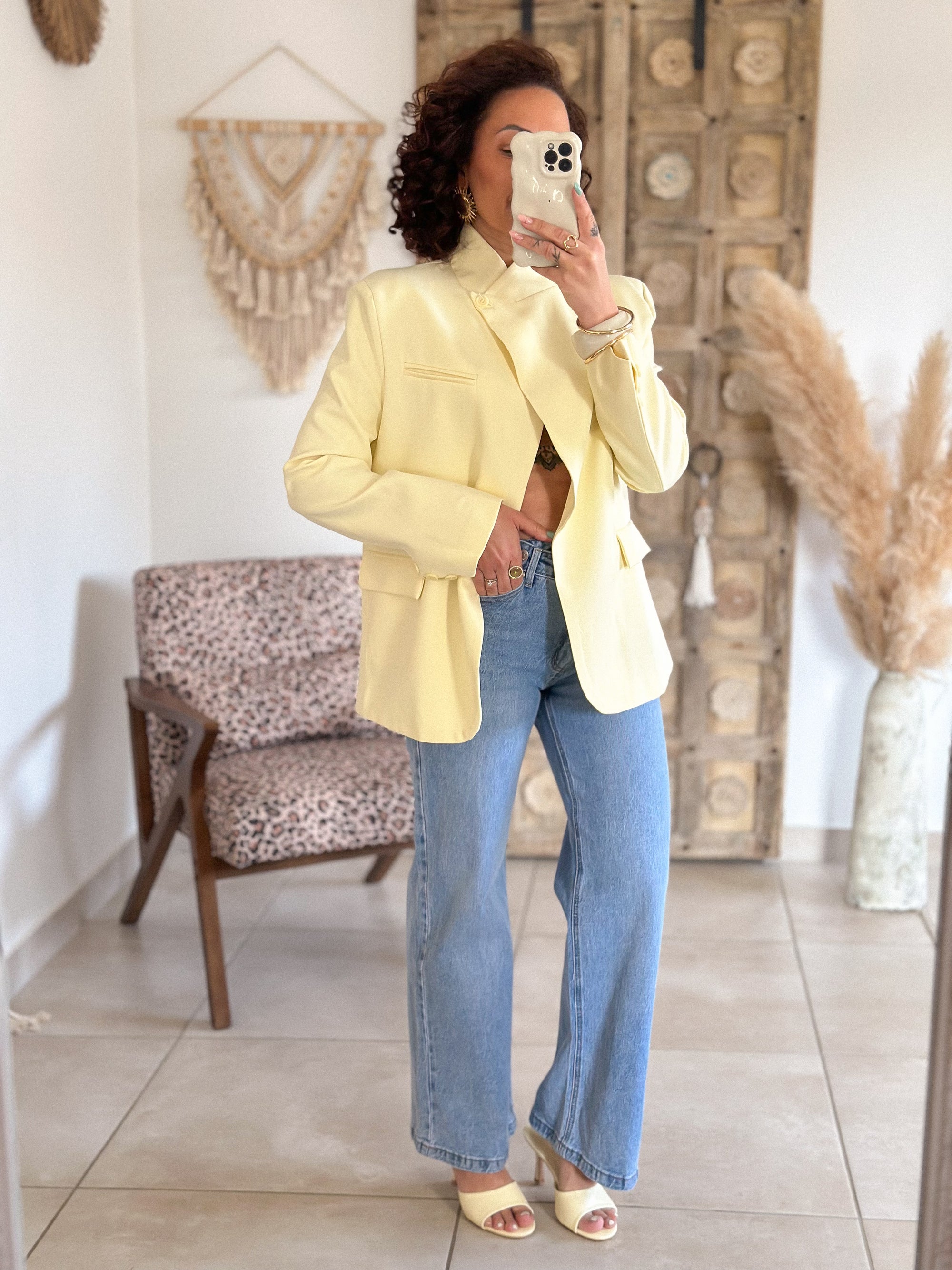 Veste blazer Marilyn - Croisé jaune