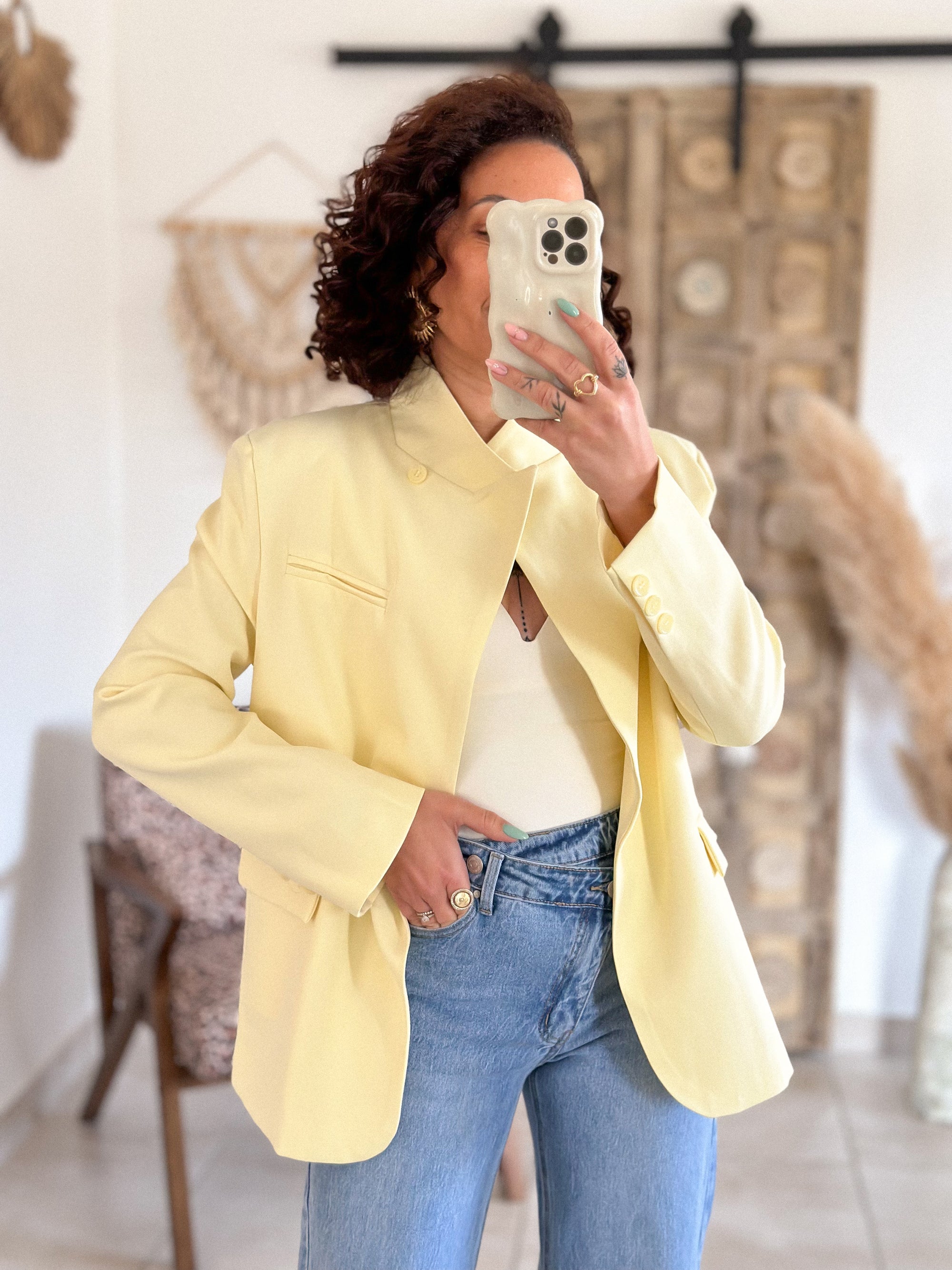 Veste blazer Marilyn - Croisé jaune