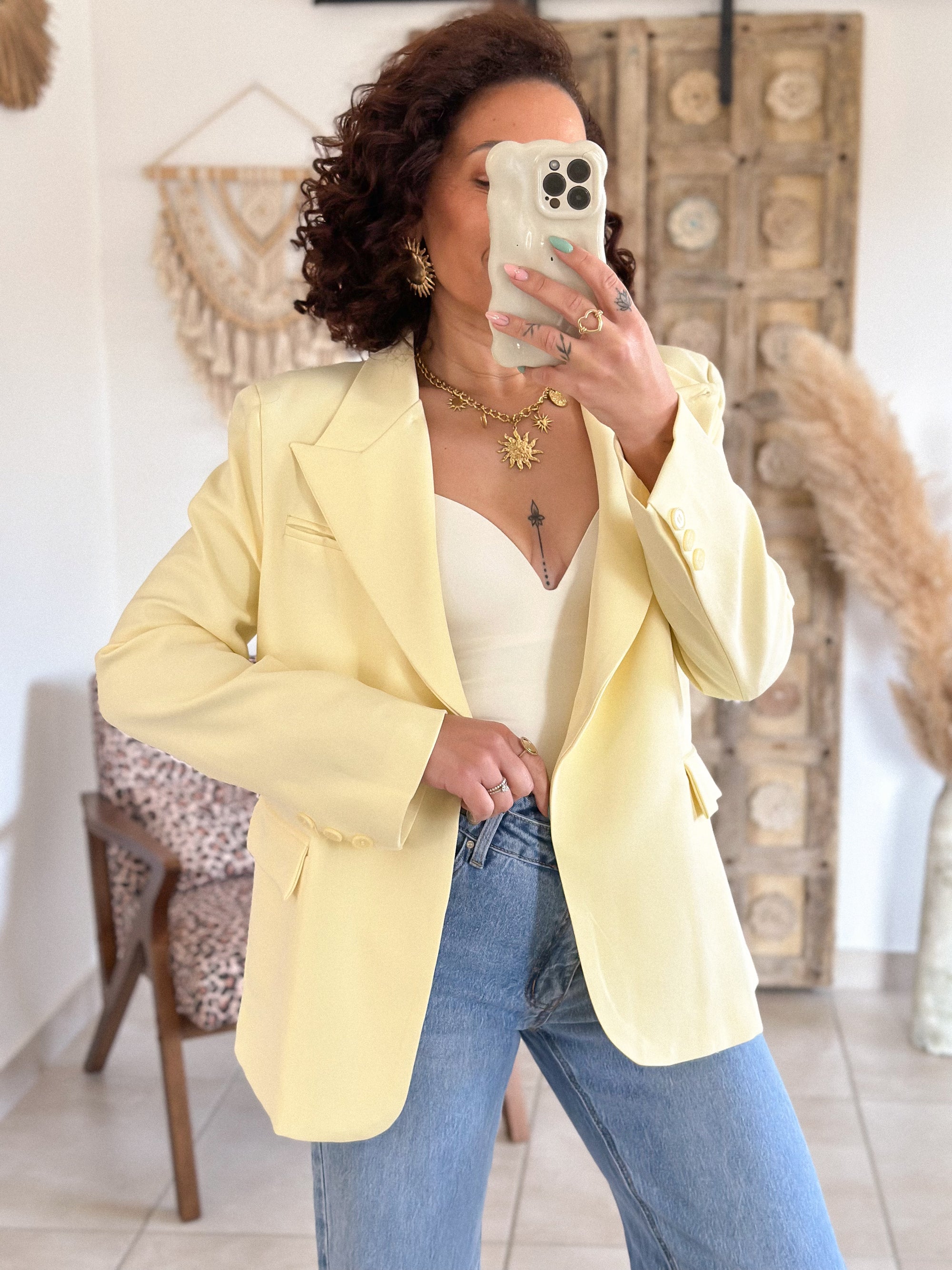 Veste blazer Marilyn - Croisé jaune
