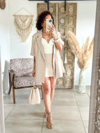 Veste blazer April - Manches courtes beige