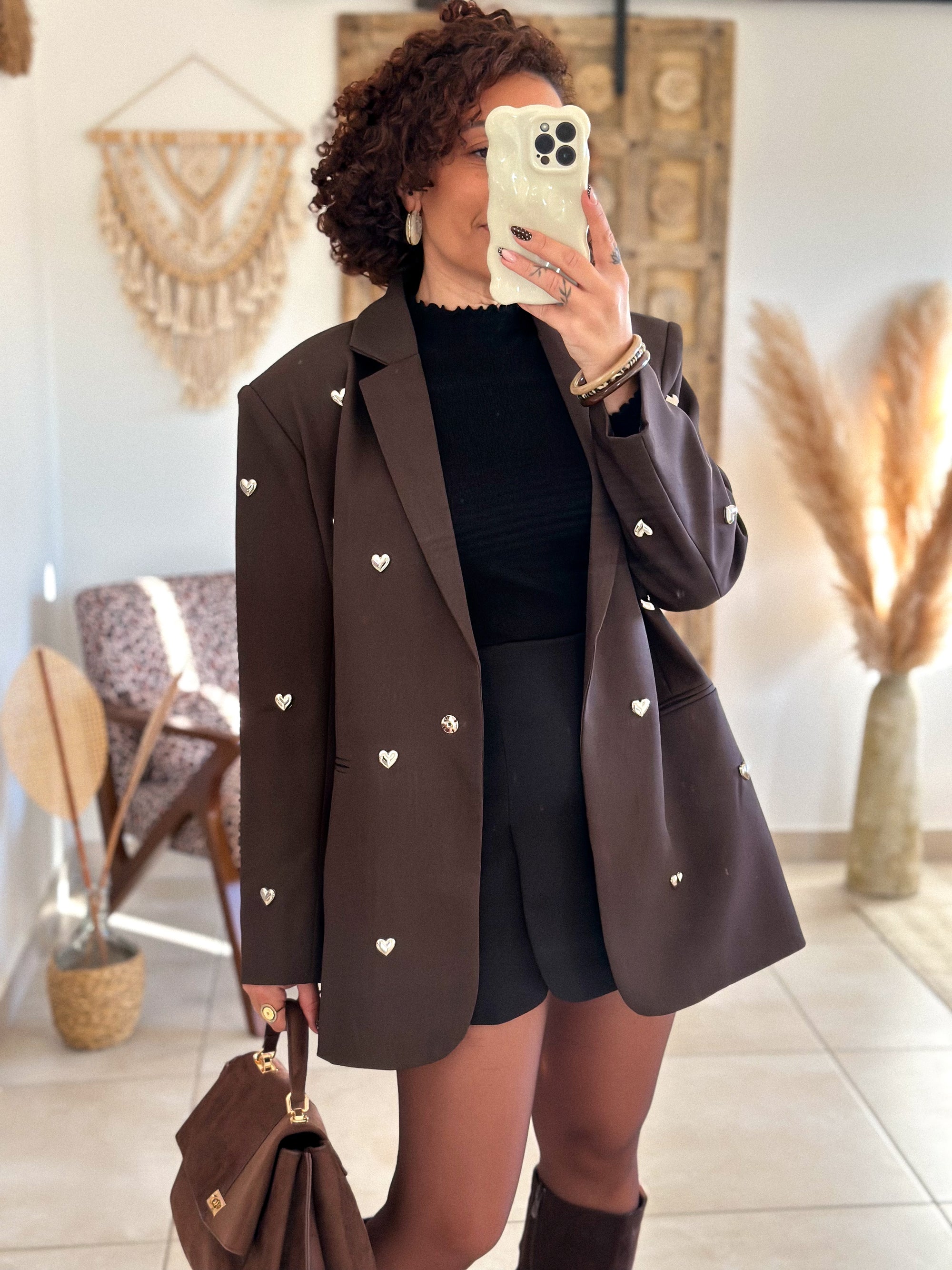 Veste blazer Niva - Chocolat à coeurs