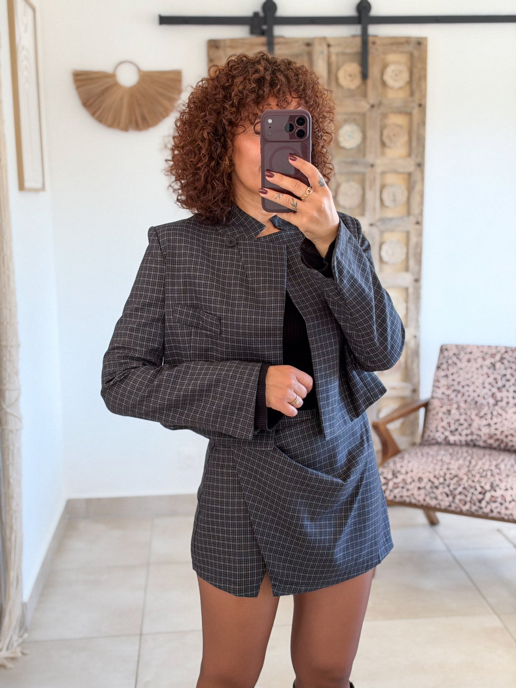 Veste Blazer Carla – Carreaux noir marine