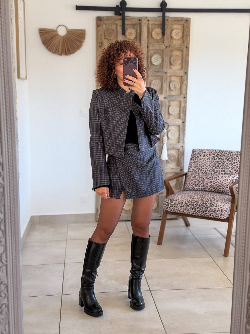 Veste Blazer Carla – Carreaux noir marine