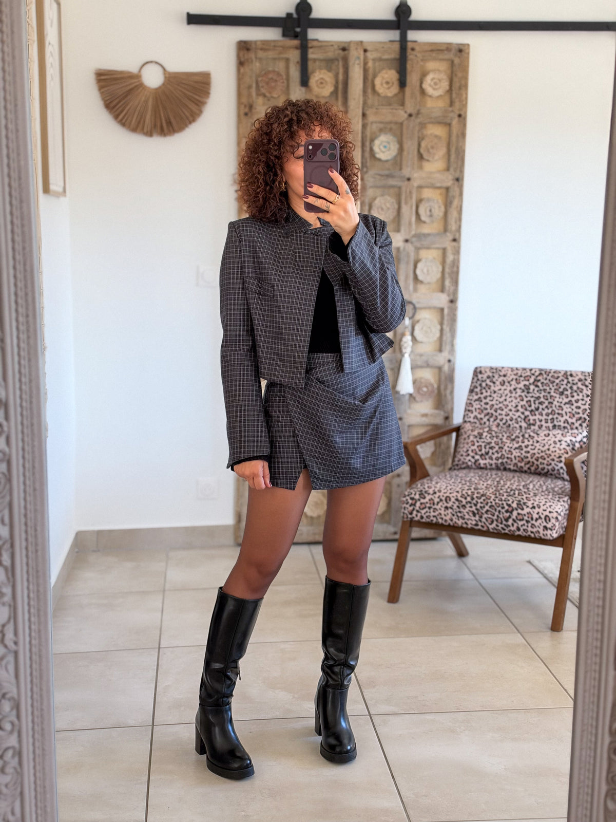 Veste Blazer Carla – Carreaux noir marine