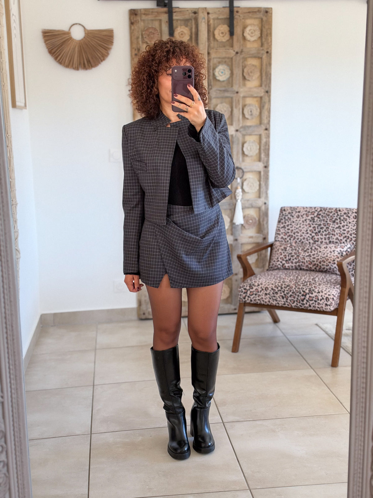 Veste Blazer Carla – Carreaux noir marine