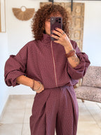 Veste Debby – Carreaux bordeaux