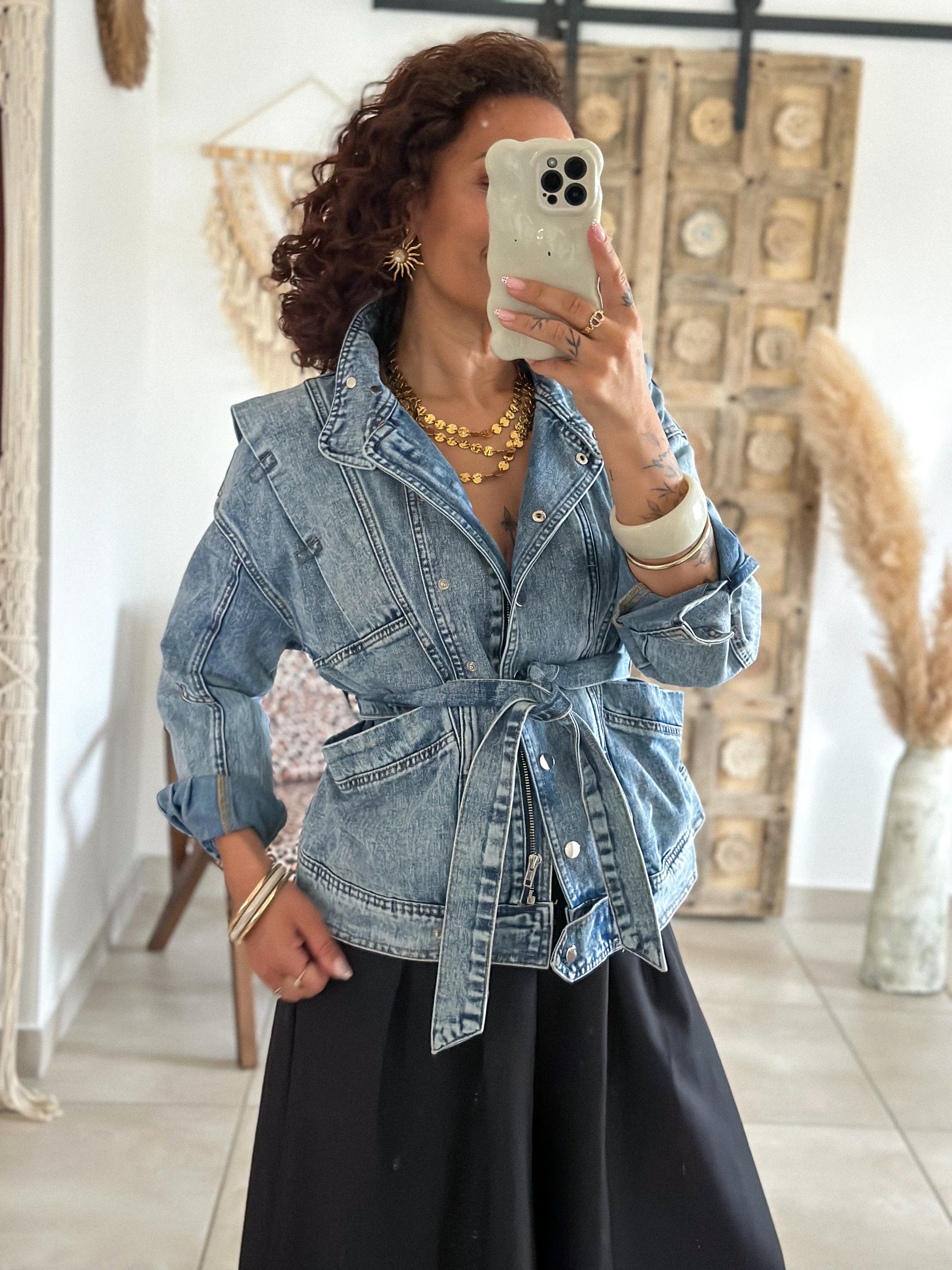 Veste Ellen - Jean ceinturé bleu