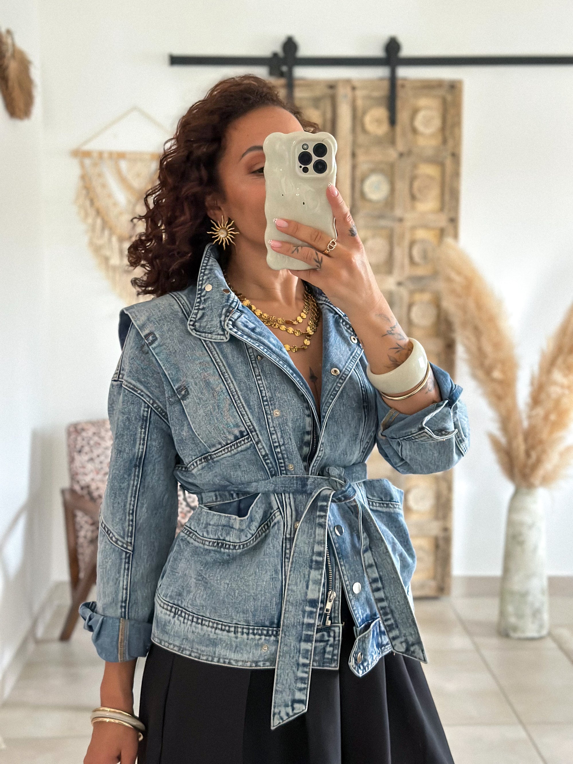 Veste Ellen - Jean ceinturé bleu