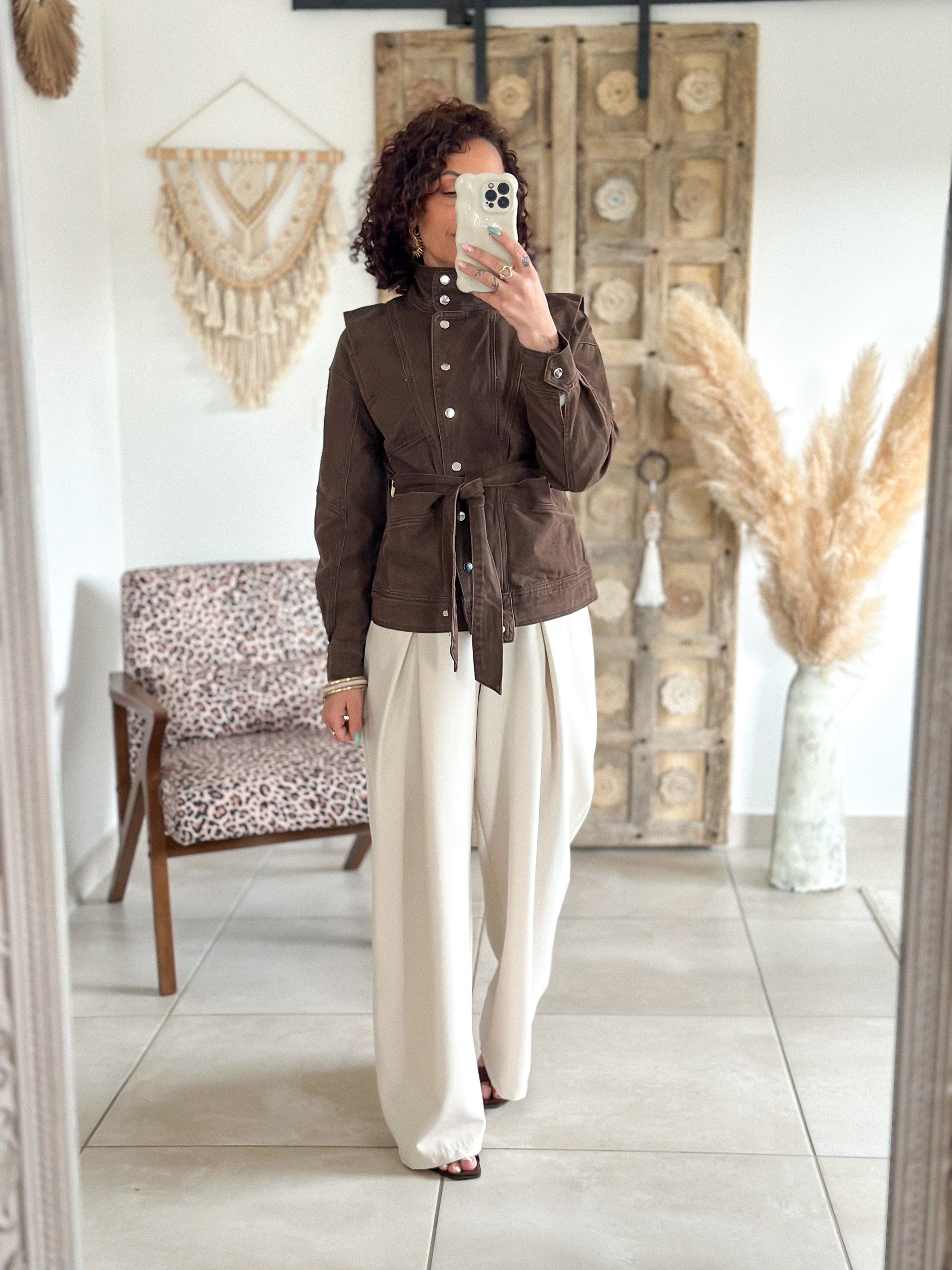 Veste Ellen - Jean ceinturé marron