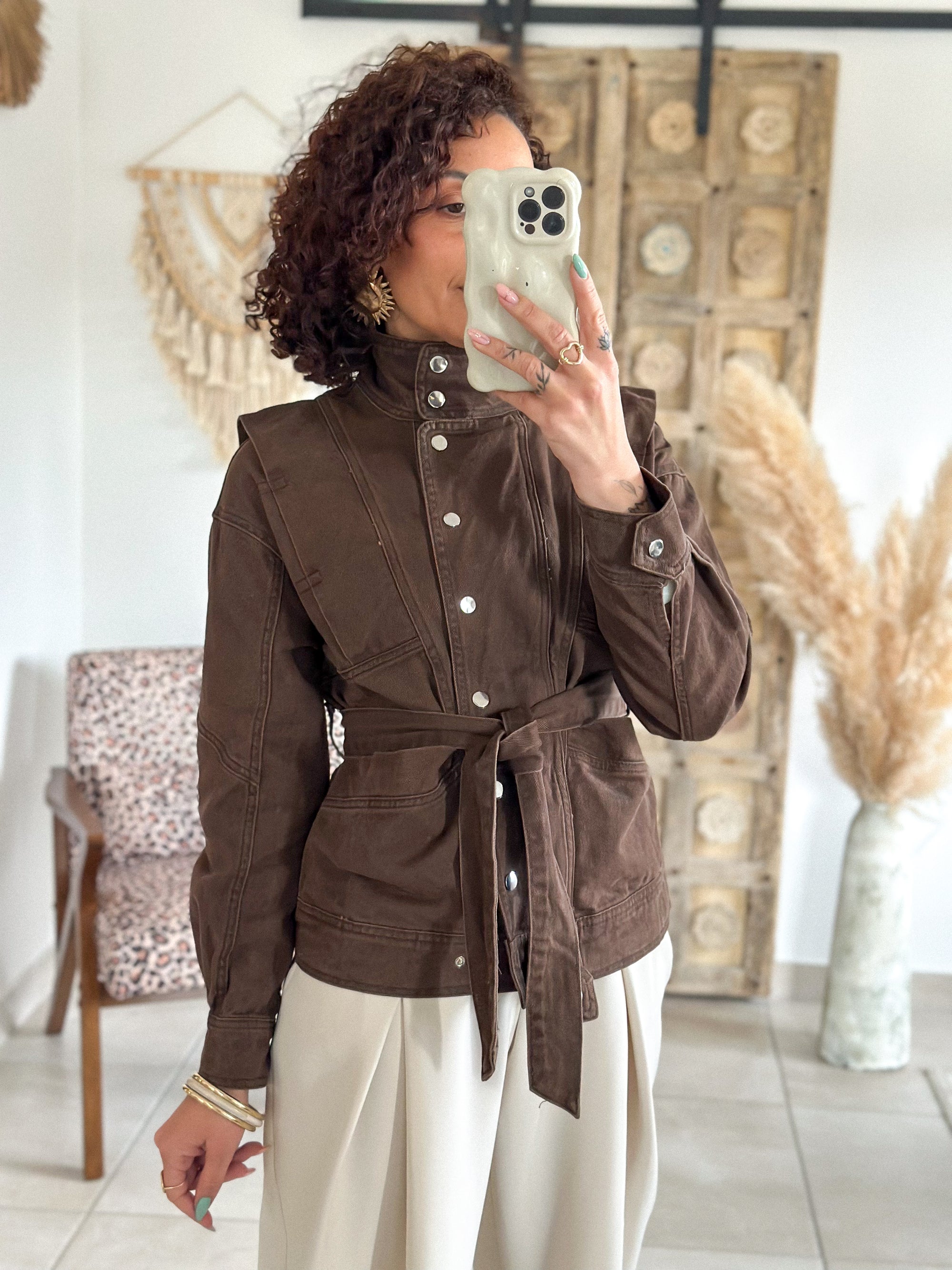 Veste Ellen - Jean ceinturé marron