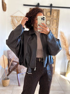 Veste Liora - simili cuir marron