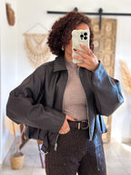 Veste Liora - simili cuir marron