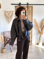 Veste Liora - simili cuir marron