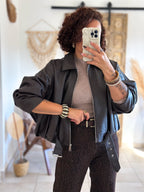 Veste Liora - simili cuir marron