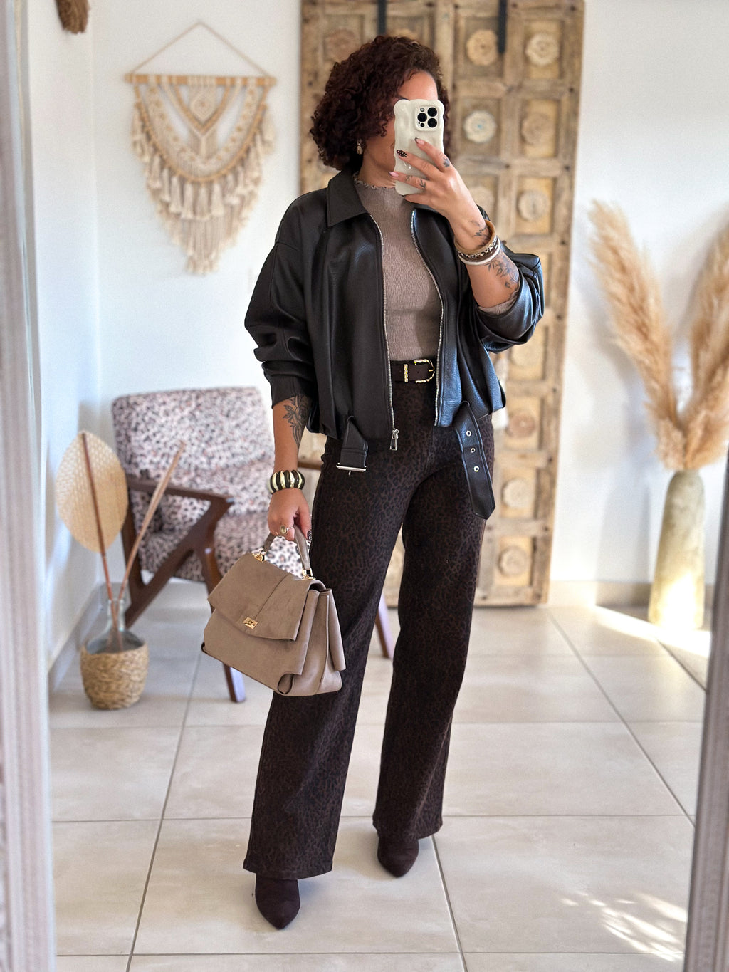 Veste Liora - simili cuir marron