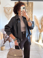 Veste Liora - simili cuir marron