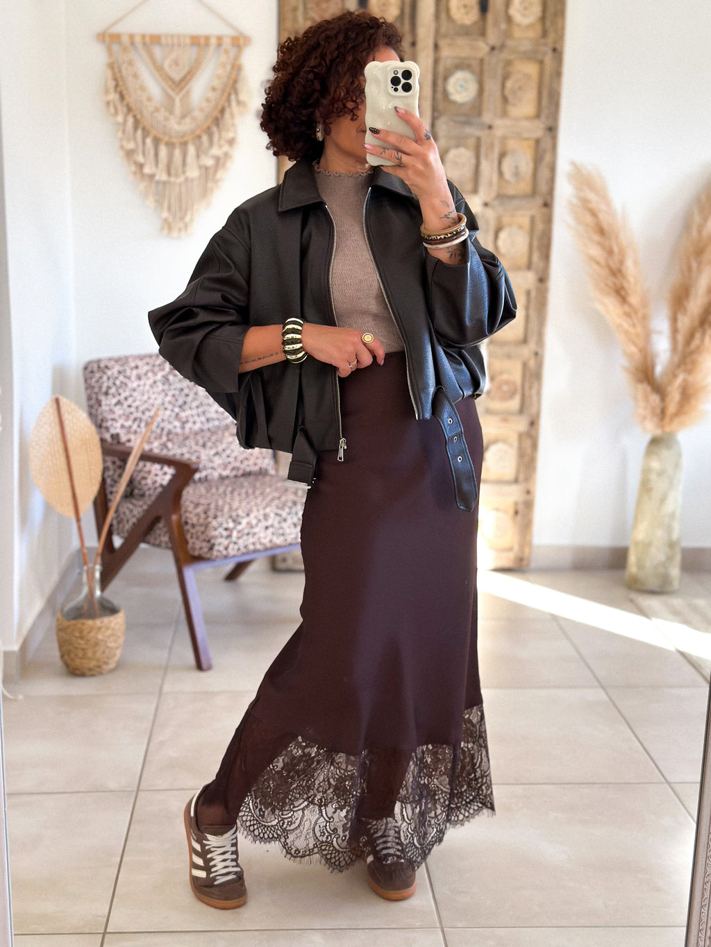 Veste Liora - simili cuir marron