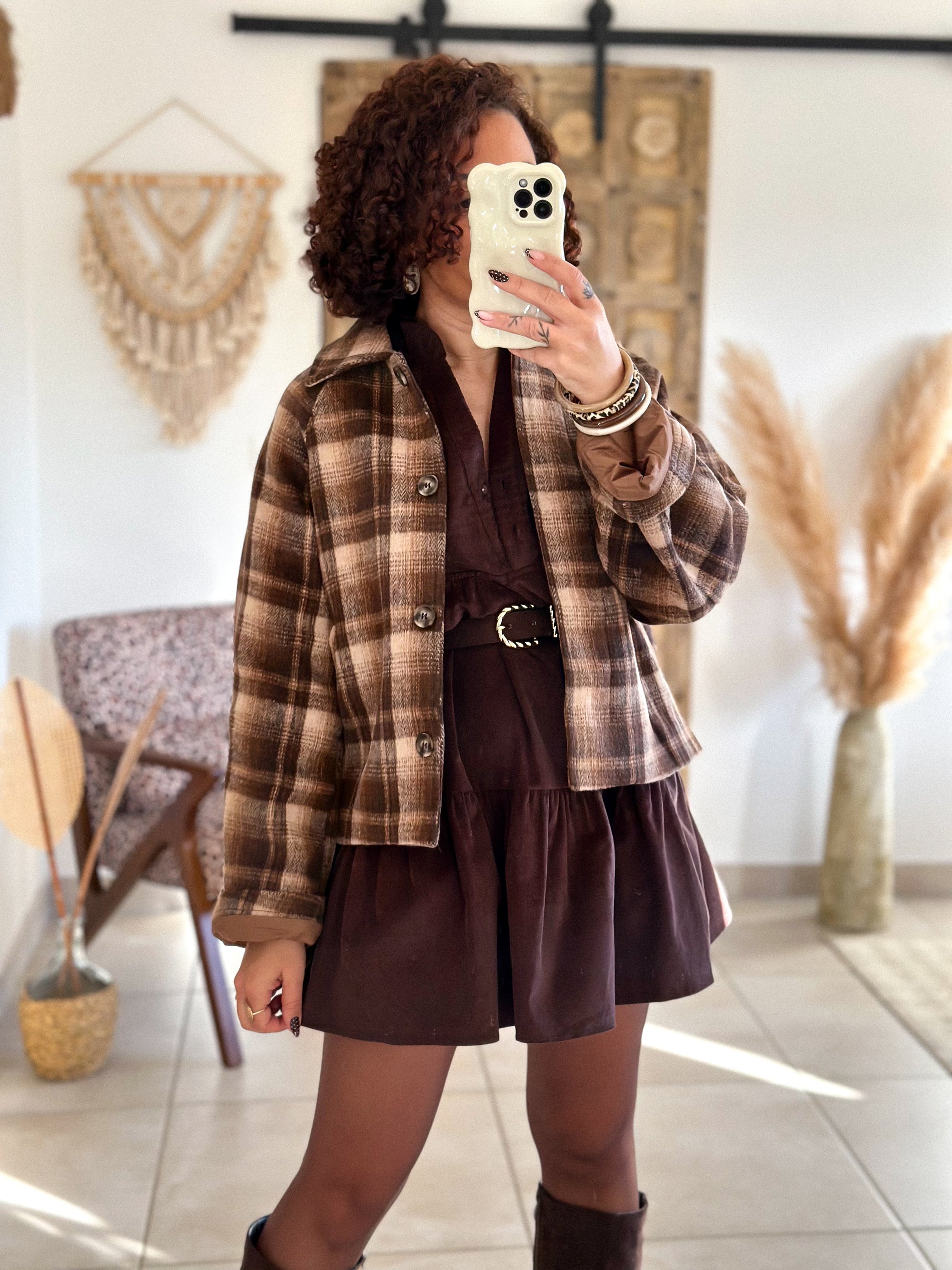 Veste Malia - Carreaux marron