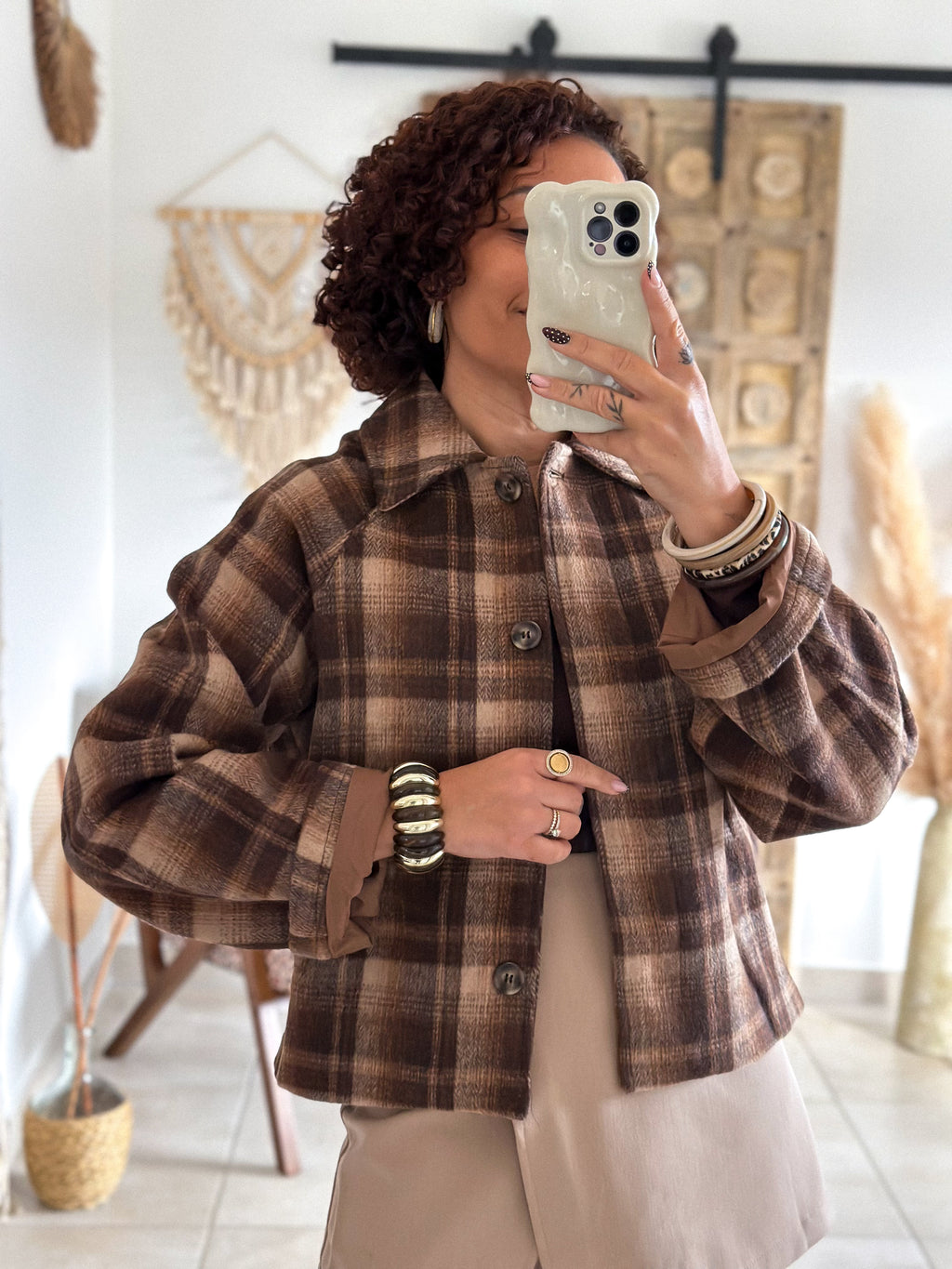 Veste Malia - Carreaux marron