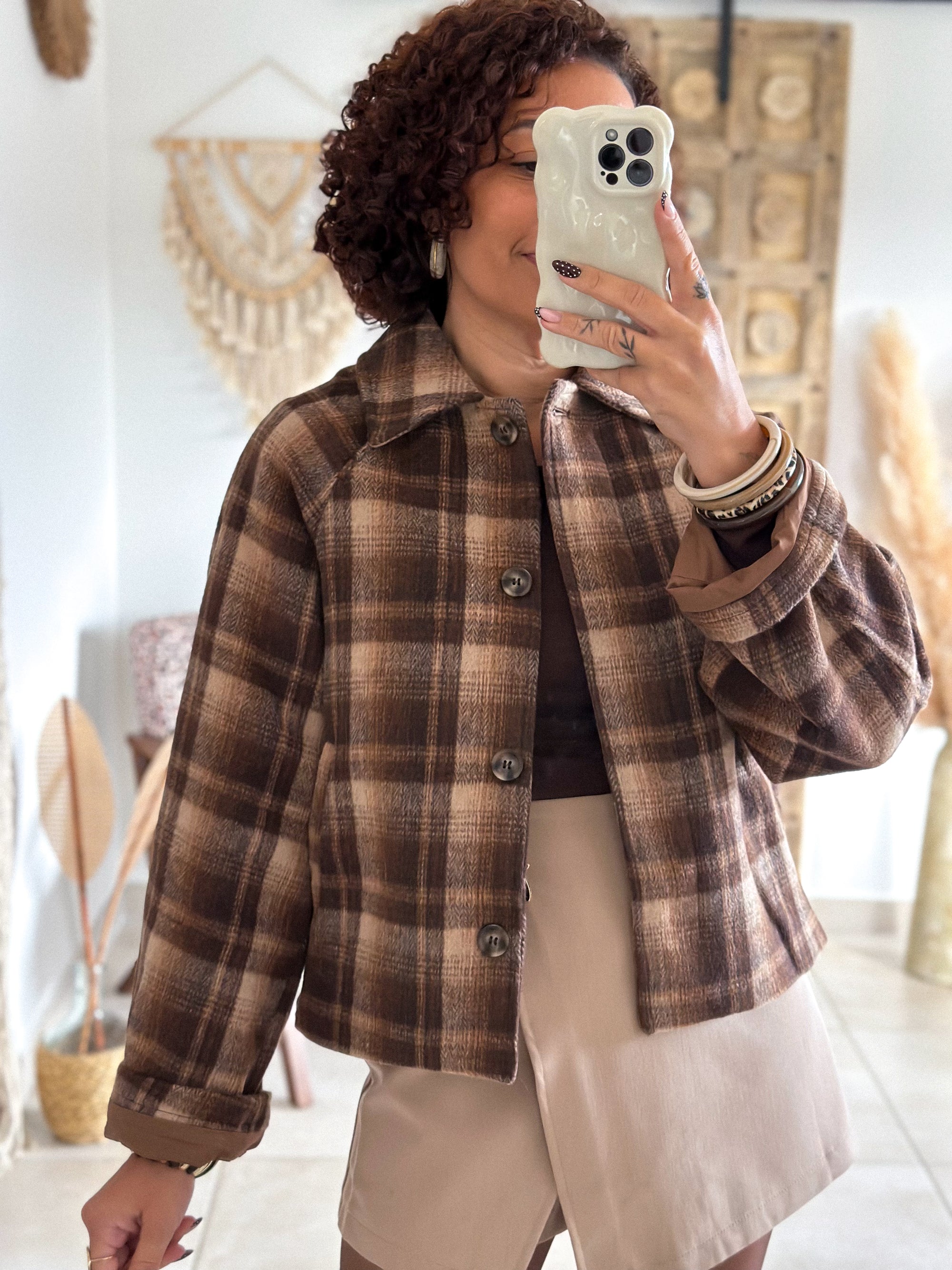 Veste Malia - Carreaux marron