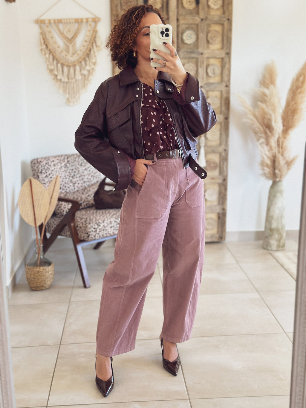 Veste Mila – Bordeaux effet cuir grainé