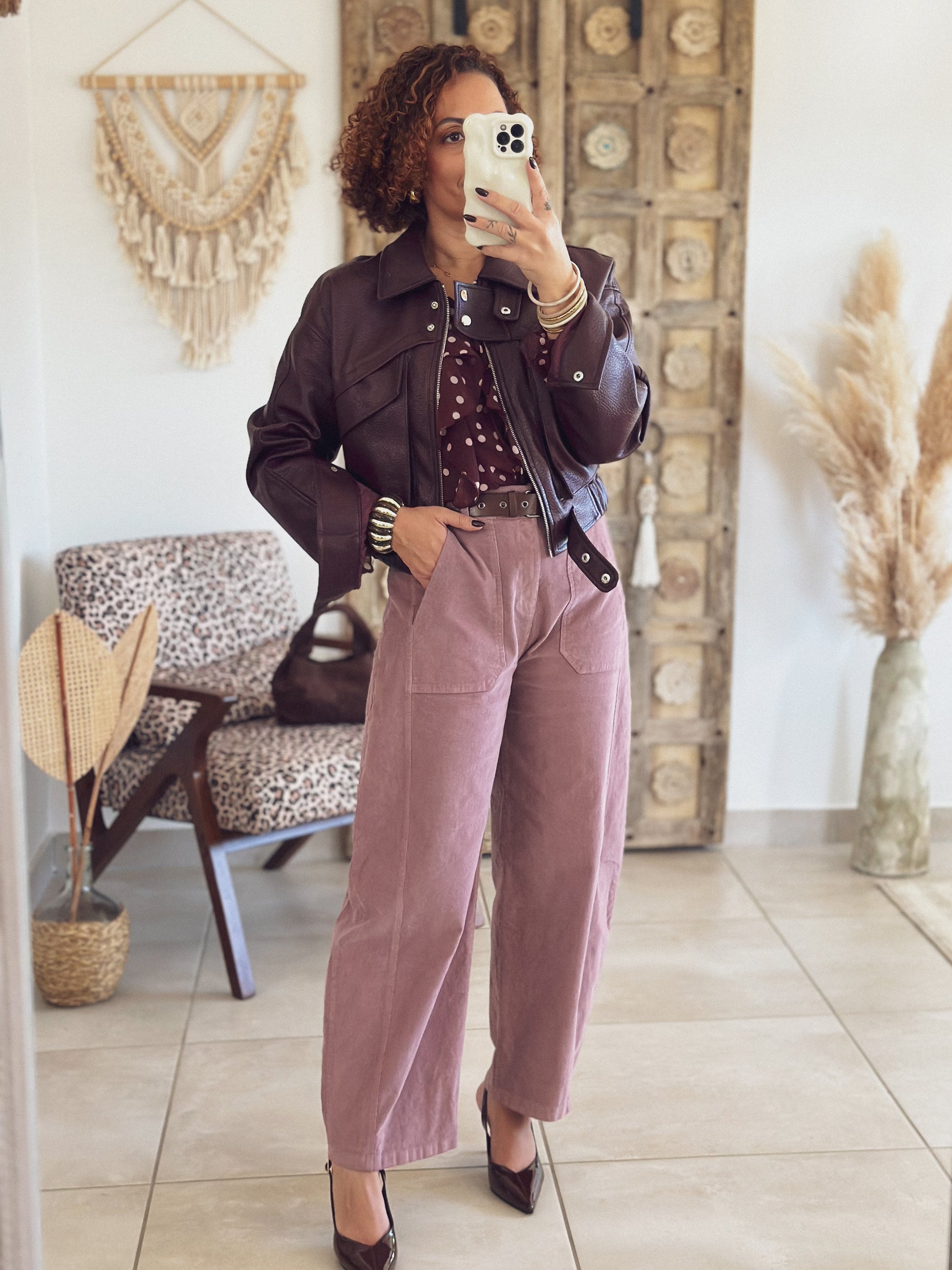 Veste Mila – Bordeaux effet cuir grainé