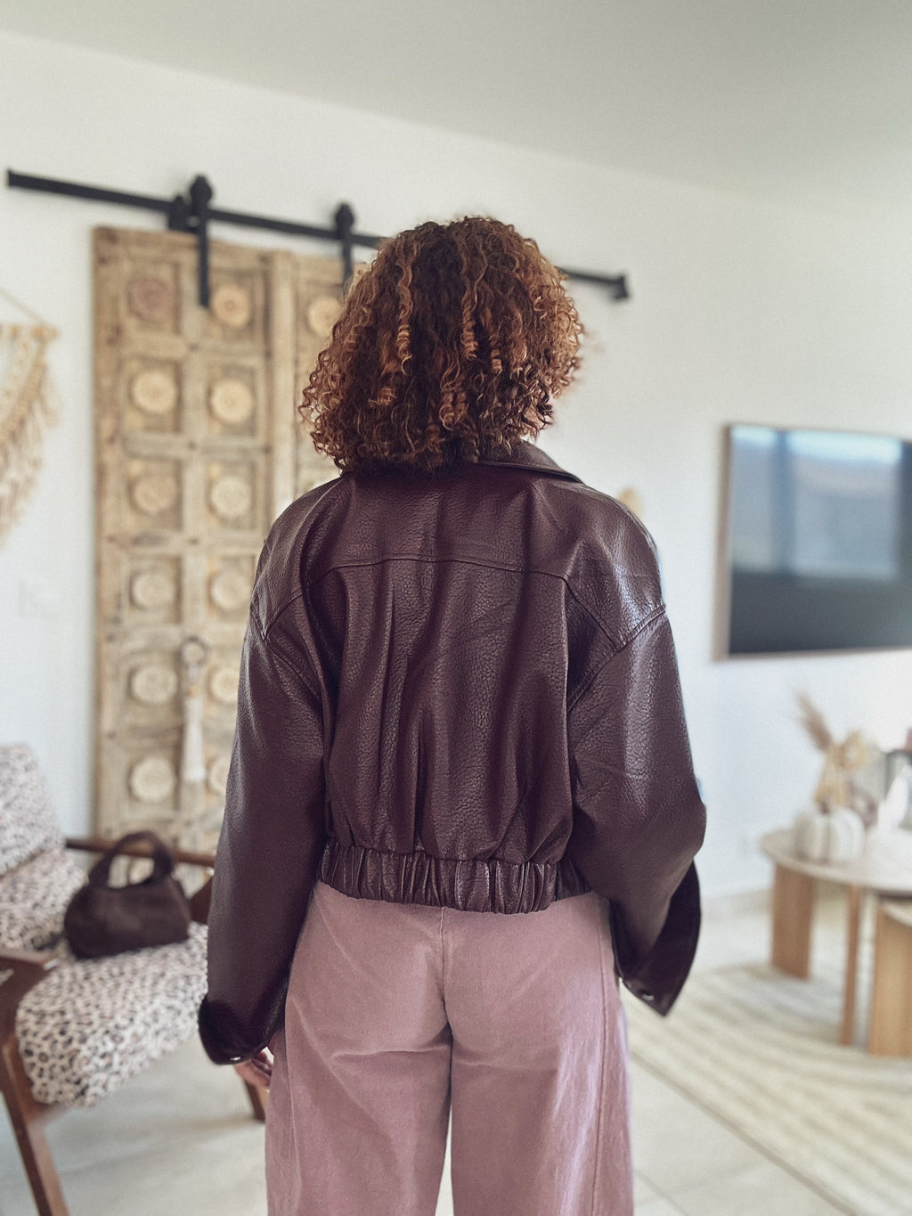 Veste Mila – Bordeaux effet cuir grainé